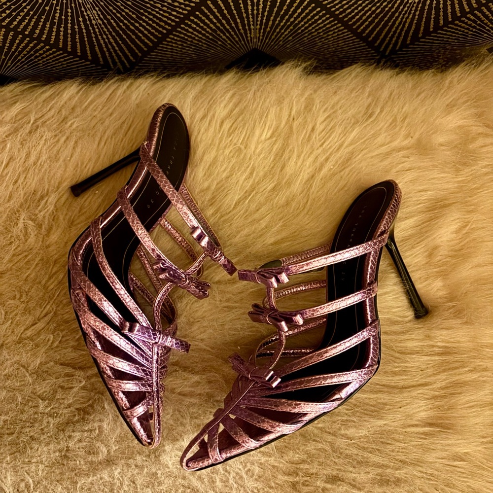 Zara Metallic Lilac Strappy Pointed Heels - Picture 6 of 10